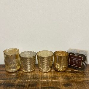 World Market 4 Gold Mercury Votive Candle Holders & Tealight Candles, 12 Pack